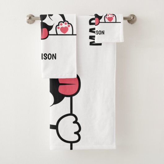 キュートなシベリアのハスキー名前をカスタムするタオルセット バスタオルセット (インサイチュ)