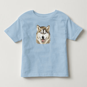 キュートなシベリアのハスキー犬おもしろいのオオカミ犬の子供 トドラーTシャツ