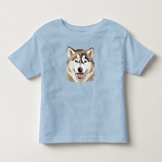 キュートなシベリアのハスキー犬おもしろいのオオカミ犬の子供 トドラーTシャツ (正面)