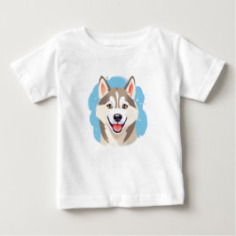 キュートなシベリアのハスキー犬おもしろいオカミ犬パパ ベビーTシャツ
