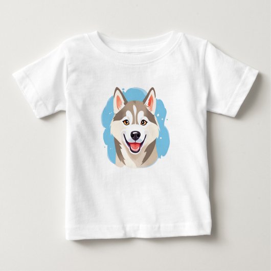 キュートなシベリアのハスキー犬おもしろいオカミ犬パパ ベビーTシャツ (正面)