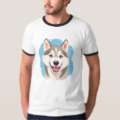キュートなシベリアのハスキー犬おもしろいオカミ犬パパ Tシャツ (正面)