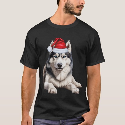 キュートなシベリアのハスキー犬の愛のクリスマスおもしろい Tシャツ (正面)