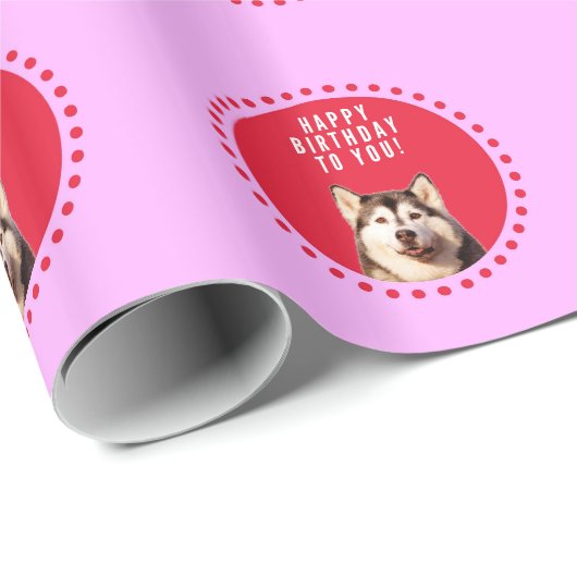 キュートなシベリアのハスキー犬の願いハッピーバースデー ラッピングペーパー (ロールコーナー)