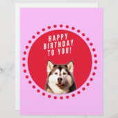 キュートなシベリアのハスキー犬の願いハッピーバースデー レターヘッド (正面/裏面)