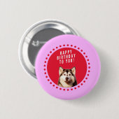 キュートなシベリアのハスキー犬の願いハッピーバースデー 缶バッジ (正面&裏面)