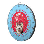 キュートなシベリアハスキーハッピーバースデーブルーレッド・ドット ダーツボード (正面右)