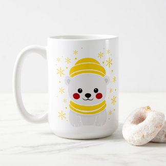 キュートなシロクマの冬の帽子マグ コーヒーマグカップ