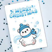 キュートなシロクマの雪の結晶 メリークリスマス シーズンカード