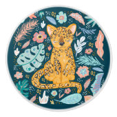 キュートなジャングルのチェータの装飾 セラミックノブ (正面)