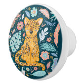 キュートなジャングルのチェータの装飾 セラミックノブ (右)