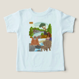 キュートなジャングルの動物の子供用Tシャツ | 森