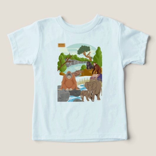 キュートなジャングルの動物の子供用Tシャツ | 森 (デザイン正面)
