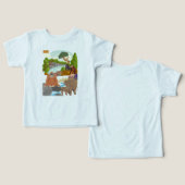 キュートなジャングルの動物の子供用Tシャツ | 森 (デザイン正面&裏面)