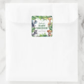 キュートなジャングルサファリ熱帯動物赤ちゃんシャワー スクエアシール (バッグ)