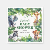 キュートなジャングルサファリ熱帯動物赤ちゃんシャワー スタンダードカクテルナプキン (正面)