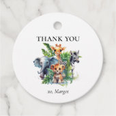 キュートなジャングルサファリ熱帯動物赤ちゃんシャワー フェイバータグ (正面)