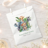 キュートなジャングルサファリ熱帯動物赤ちゃんシャワー フェイバーバッグ (クリップ留めされた状態)