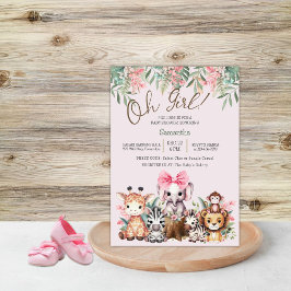 キュートなジャングルサファリ「Oh Girl」ベビーシャワー招待状 招待状