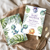 キュートなジュラシック恐竜の赤ちゃんシャワー 招待状