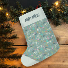 キュートなジュラ紀の恐竜の化石の少年 ラージクリスマスストッキング