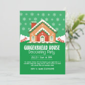 キュートなジンガー飾ブレッドハウスパーティー 招待状 (スタンド正面)