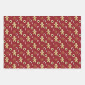 キュートなジンジャーパンベーキングパターンクリスマス ラッピングペーパーシート (正面)