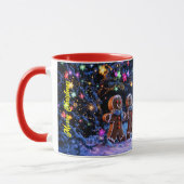 キュートなジンジャーパン冬の星空のライトアート マグカップ (左)