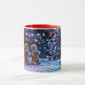 キュートなジンジャーパン冬の星空のライトアート マグカップ (中央)