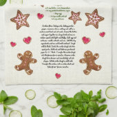 キュートなジンジャーブレッドおばあちゃんのクリスマスクッキーレシピ キッチンタオル (折り畳み)