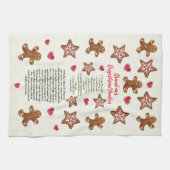 キュートなジンジャーブレッドおばあちゃんのクリスマスクッキーレシピ キッチンタオル (横)