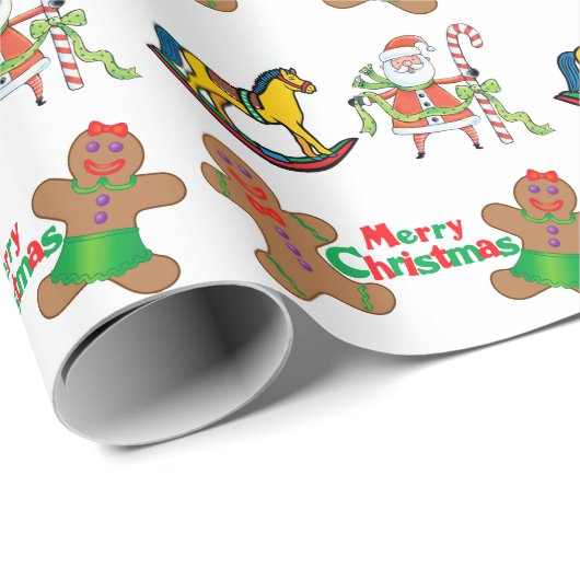 キュートなジンジャーブレッドのクリスマスイメージ ラッピングペーパー (ロールコーナー)