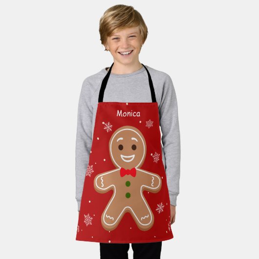 キュートなジンジャーブレッドのクリスマス子供へ衣装 エプロン (着用した状態)