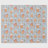 キュートなジンジャーブレッドのクリスマス ラッピングペーパー (フラット)