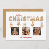 キュートなジンジャーブレッドのメリークリスマスマルチフォト シーズンカード (正面/裏面)