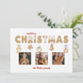 キュートなジンジャーブレッドのメリークリスマスマルチフォト シーズンカード (スタンド正面)