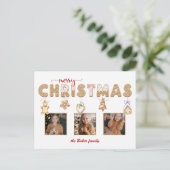 キュートなジンジャーブレッドのメリークリスマスマルチフォト シーズンポストカード (スタンド正面)