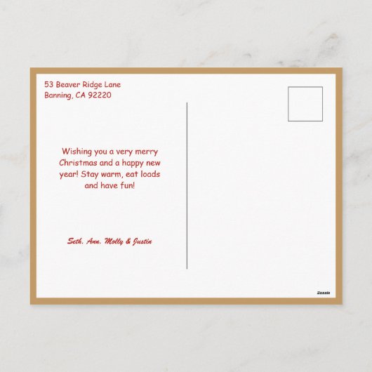 キュートなジンジャーブレッドのメリークリスマスマルチフォト シーズンポストカード (裏面)