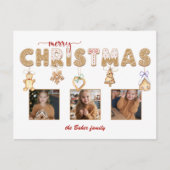 キュートなジンジャーブレッドのメリークリスマスマルチフォト シーズンポストカード (正面)