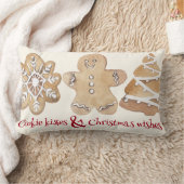 キュートなジンジャーブレッドクッキーキスクリスマスの願い ランバークッション (ブランケット)