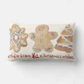 キュートなジンジャーブレッドクッキーキスクリスマスの願い ランバークッション (正面)