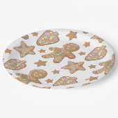 キュートなジンジャーブレッドクリスマスクッキーパターン ペーパープレート (アングル)
