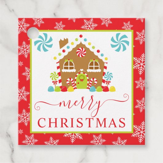 キュートなジンジャーブレッドハウスウィンタークリスマス フェイバータグ (正面)