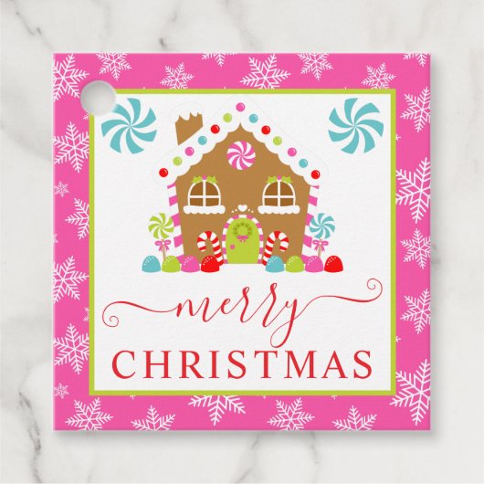 キュートなジンジャーブレッドハウスウィンタークリスマス フェイバータグ (正面)
