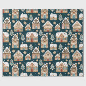 キュートなジンジャーブレッドハウスクリスマスラッピング紙 ラッピングペーパー (フラット)