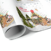 キュートなジンジャーブレッドハウスプリントクリスマス ラッピングペーパー (ロールコーナー)