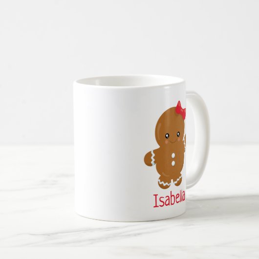 キュートなジンジャーブレッドパーソナライズされたガールクリスマスマグ コーヒーマグカップ (正面右)