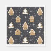 キュートなジンジャーブレッドヴィレッジモアツリーズブルークリスマス スタンダードランチョンナプキン (正面)