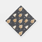 キュートなジンジャーブレッドヴィレッジモアツリーズブルークリスマス スタンダードランチョンナプキン (角)