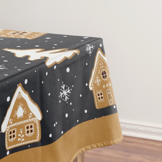キュートなジンジャーブレッドヴィレッジモアツリーズブルークリスマス テーブルクロス (インサイチュ)